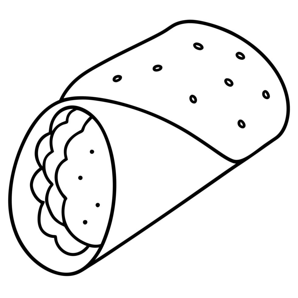 burrito, illustration line art vector