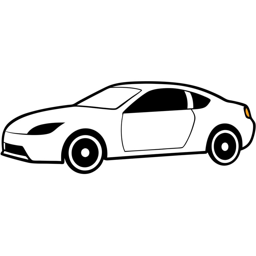 a silhouette car illustration with white background, illustration line art vector