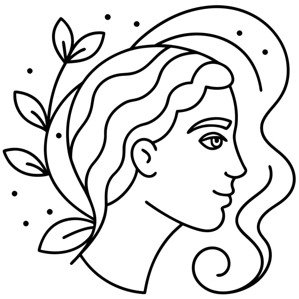 minimalist line art illustration featuring the profile of a human face the design is composed of vector