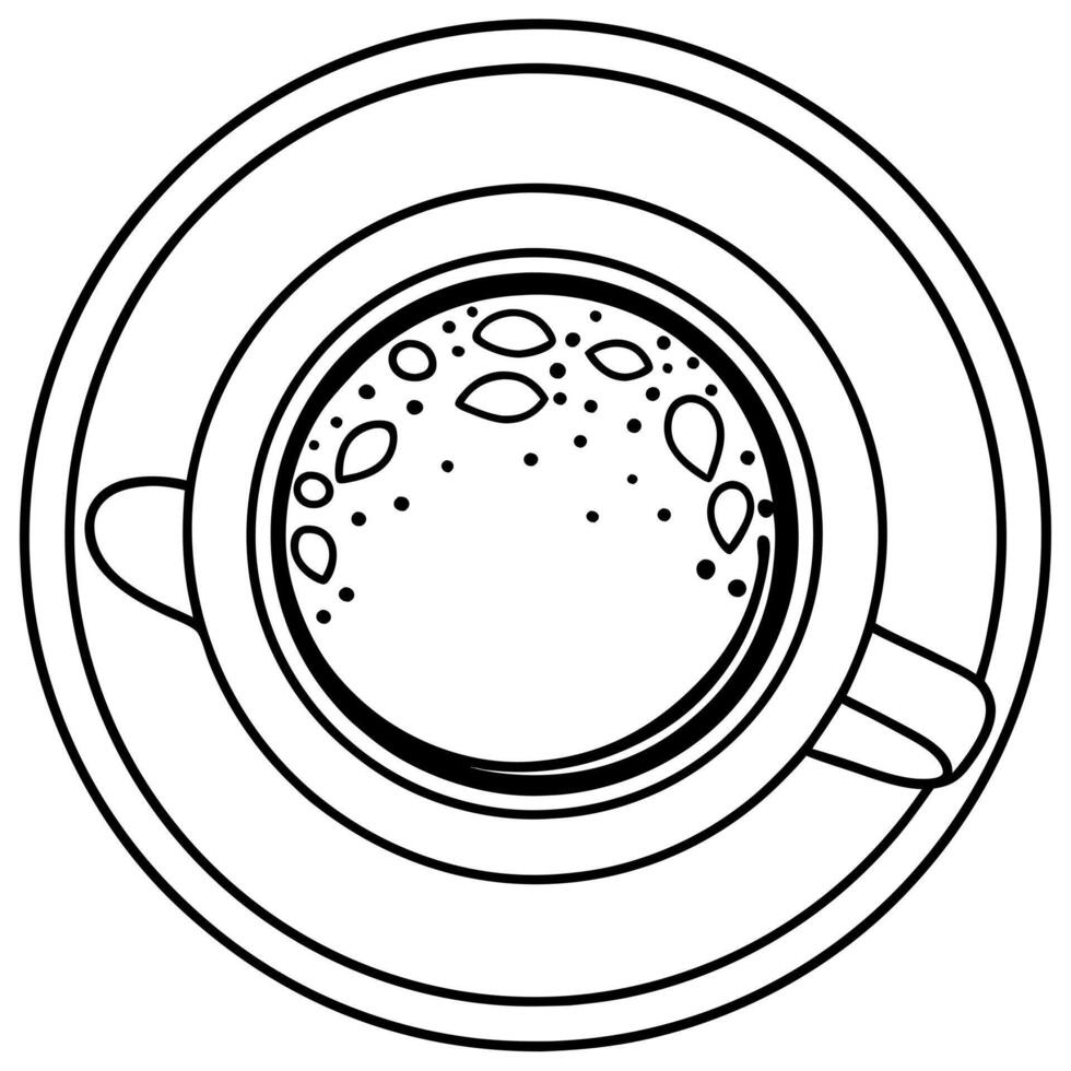 coffee cup top view, top view, illustration line art vector