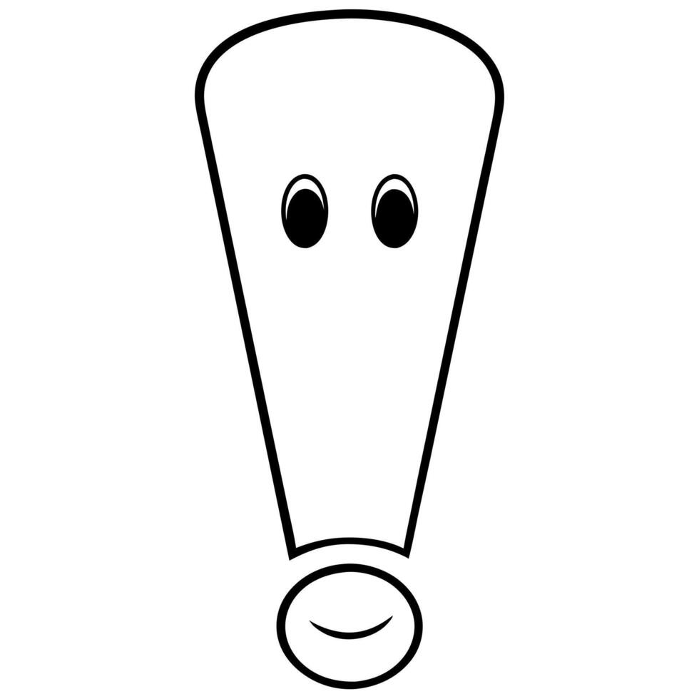 cartoon exclamation mark isolated on white background, illustration line art vector