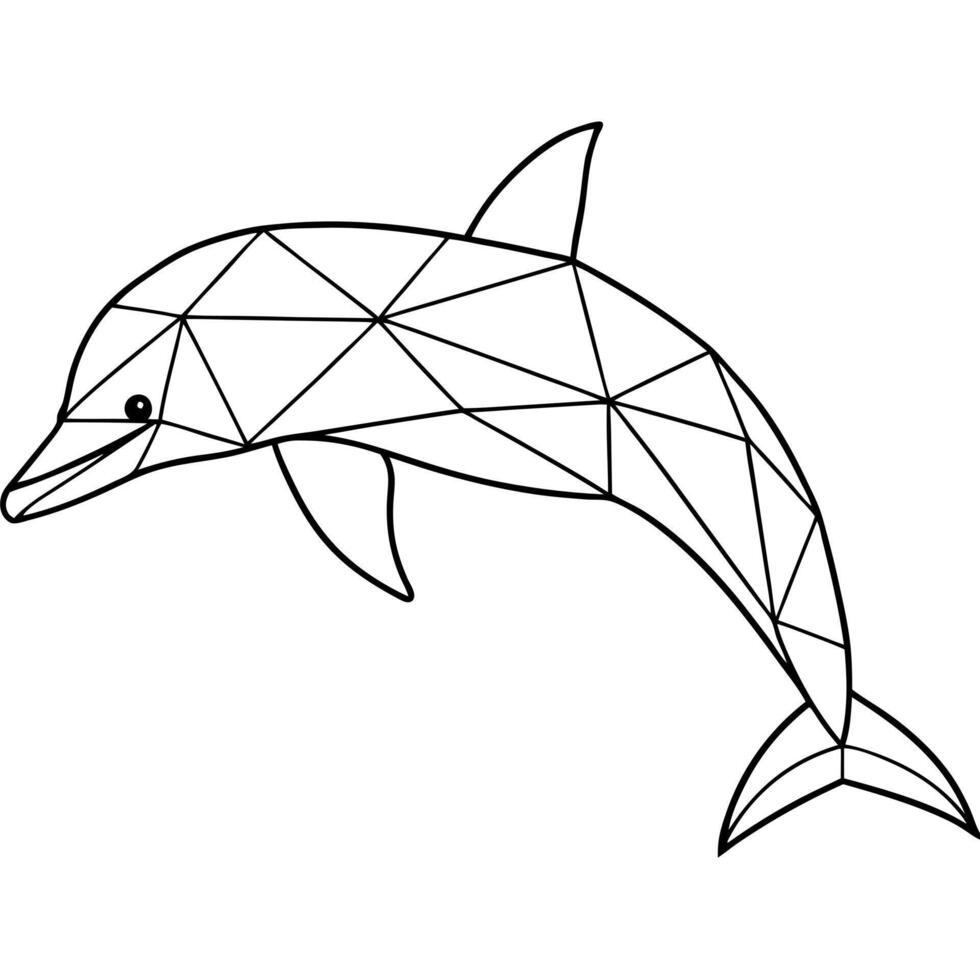 polygonal dolphin, clean lines and curves , art nouveau, illustration line art vector