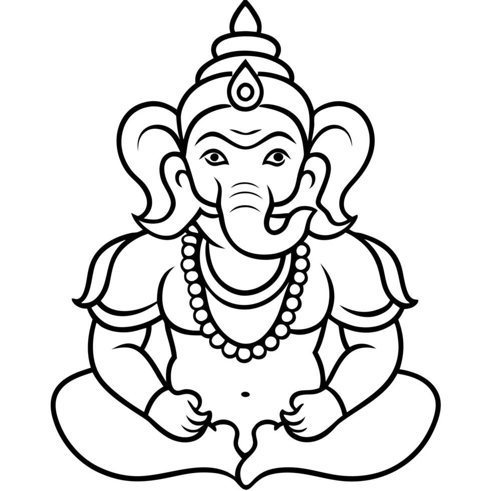 lord ganesh, illustration line art vector