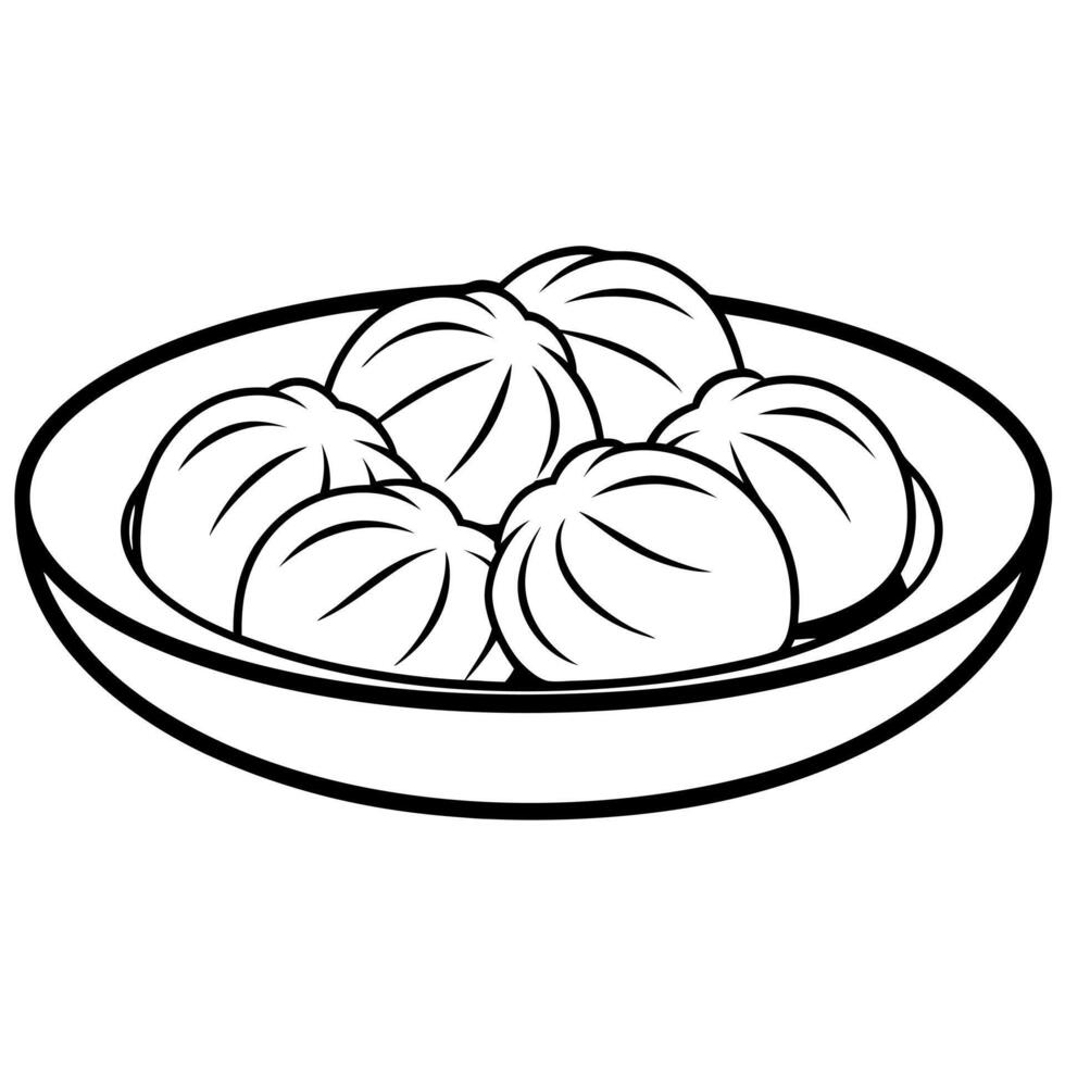 dumplings, illustration line art vector