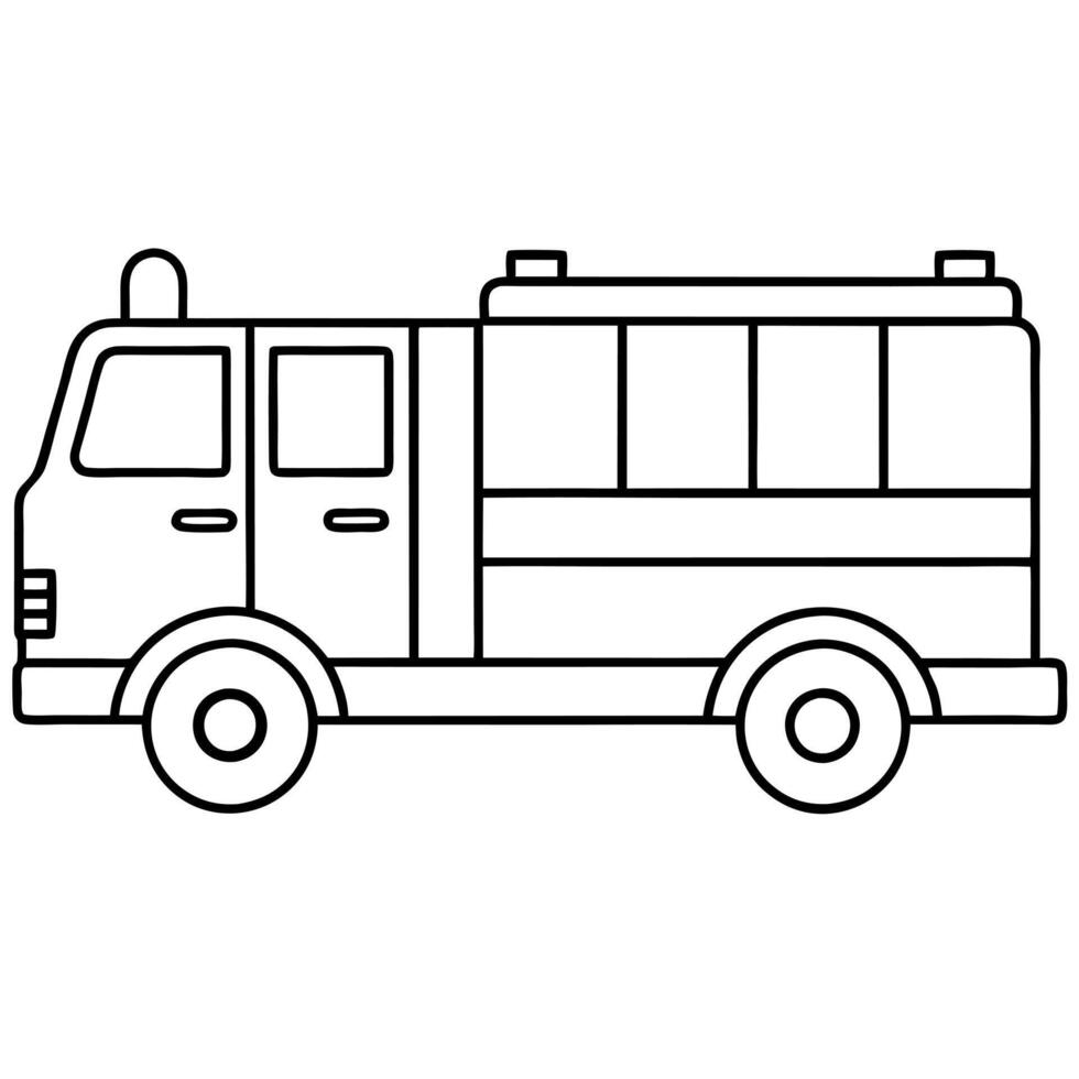 show a simple line art of a fire gtruck no shading, high contrast, illustration it must have vector