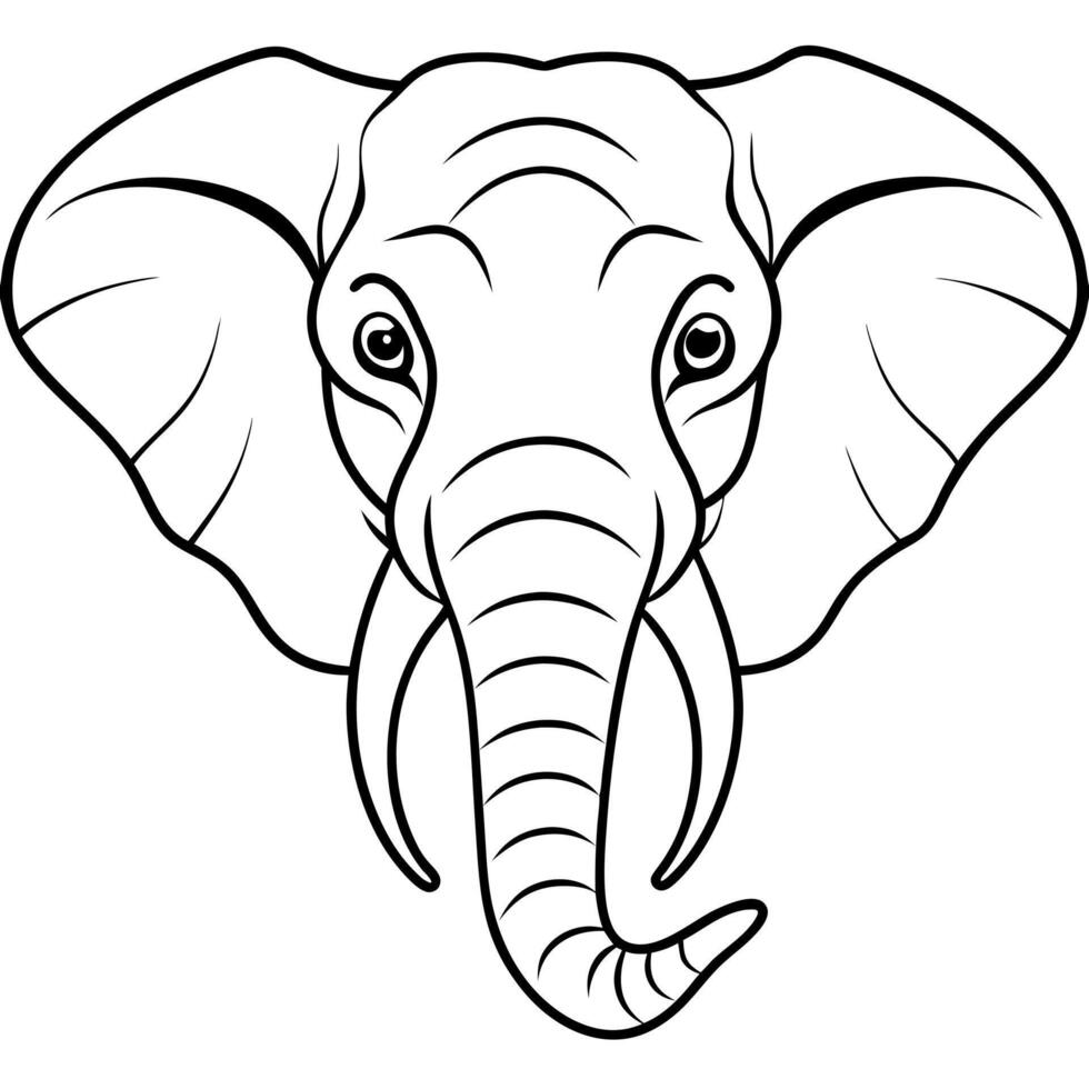 elephant head portrait black white, coloring page for audlt, illustration line art vector