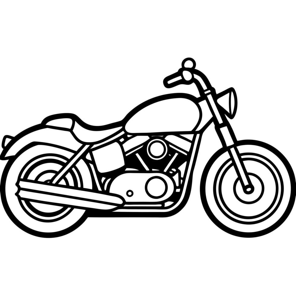 harley motor style bike, illustration line art vector