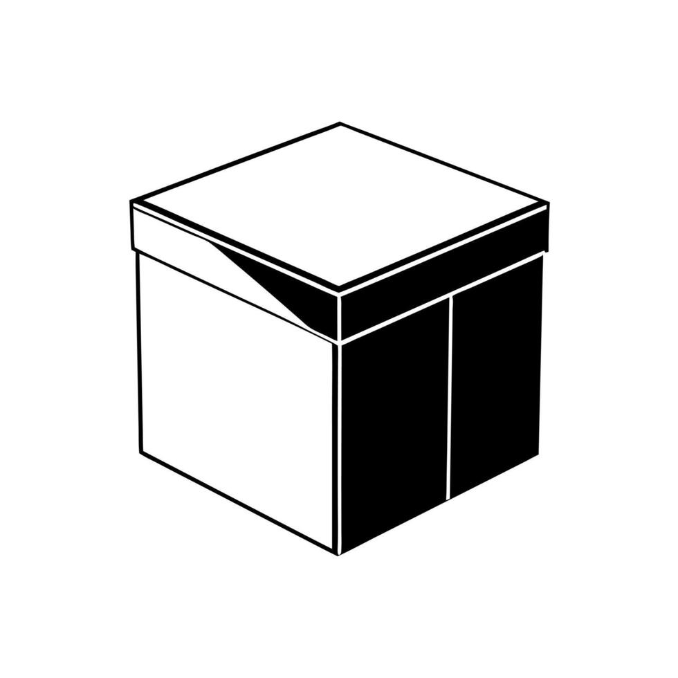 isometric box, illustration line art vector