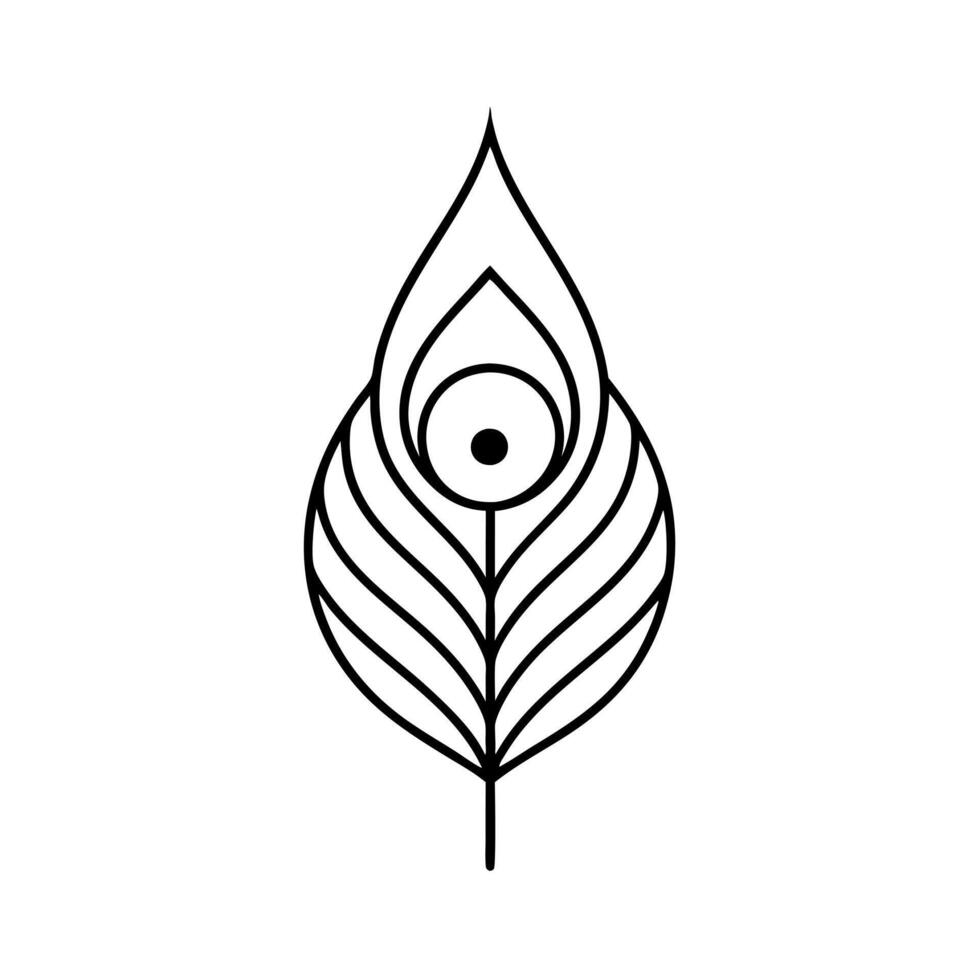 design a minimalist logo featuring a peacock feather in line art style the design should use clean, vector