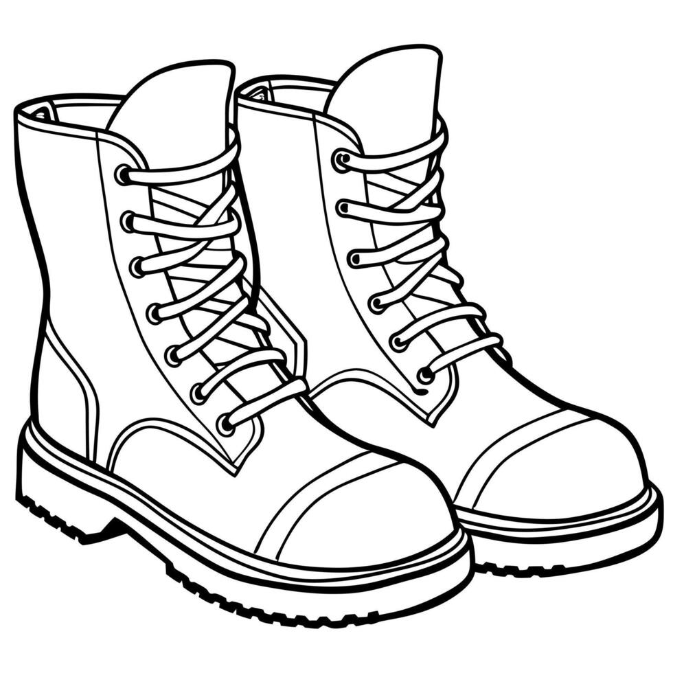 boots on white background, illustration line art vector