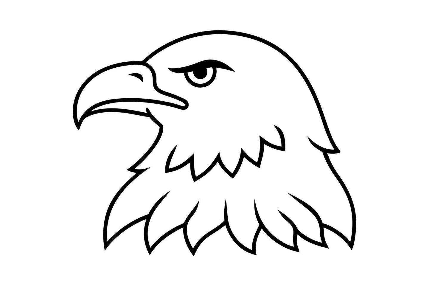 bald eagle icon on white background, illustration line art vector