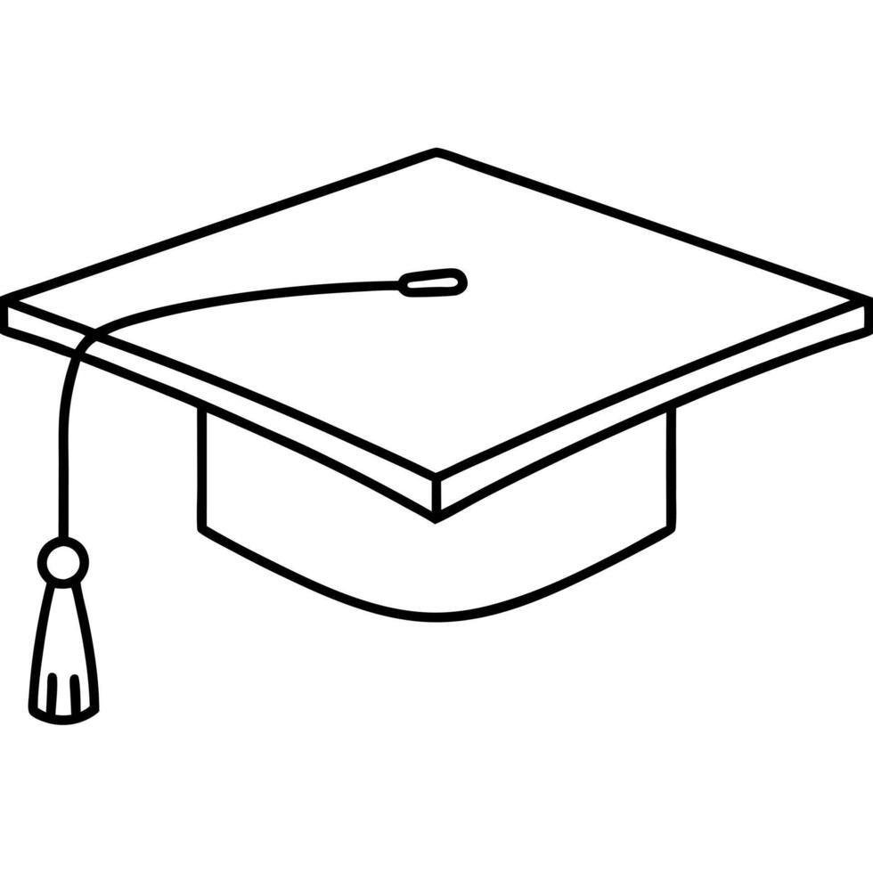 a graduation cap, illustration line art vector