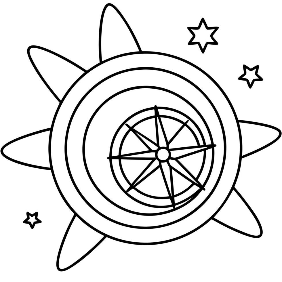 a coloring page of an space quasar with no color just black lines, illustration line art vector