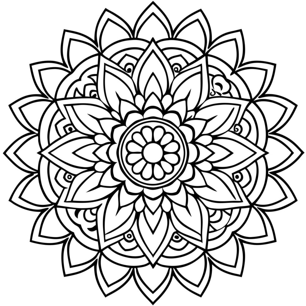design a mandala with perfectly symmetrical, soft shapes like circles, waves, and petals the design vector