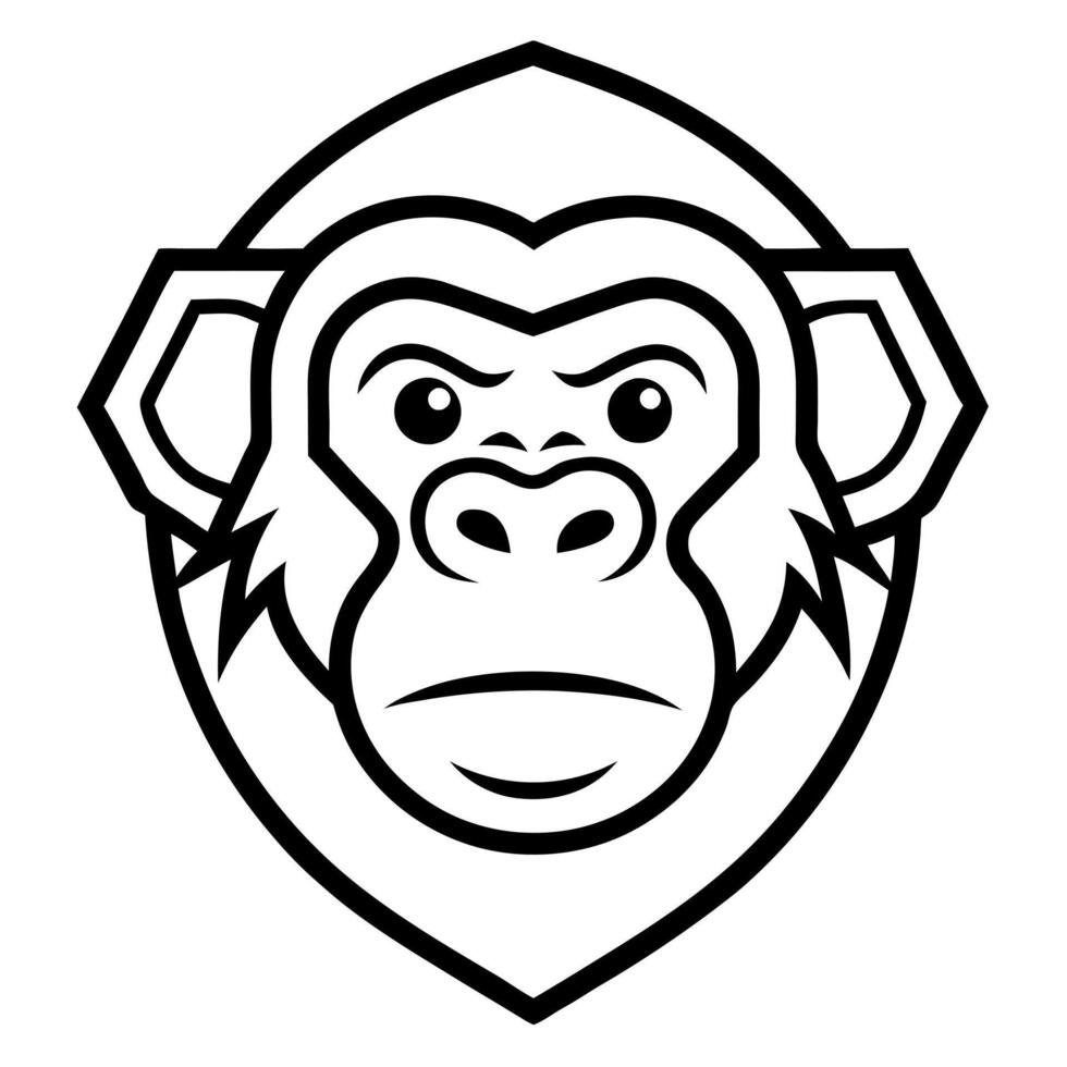 ape logo nft, illustration line art vector