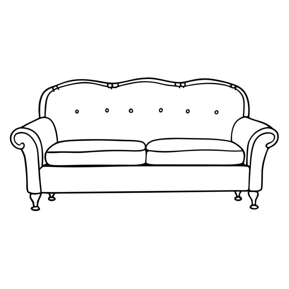 sofa, illustration line art vector