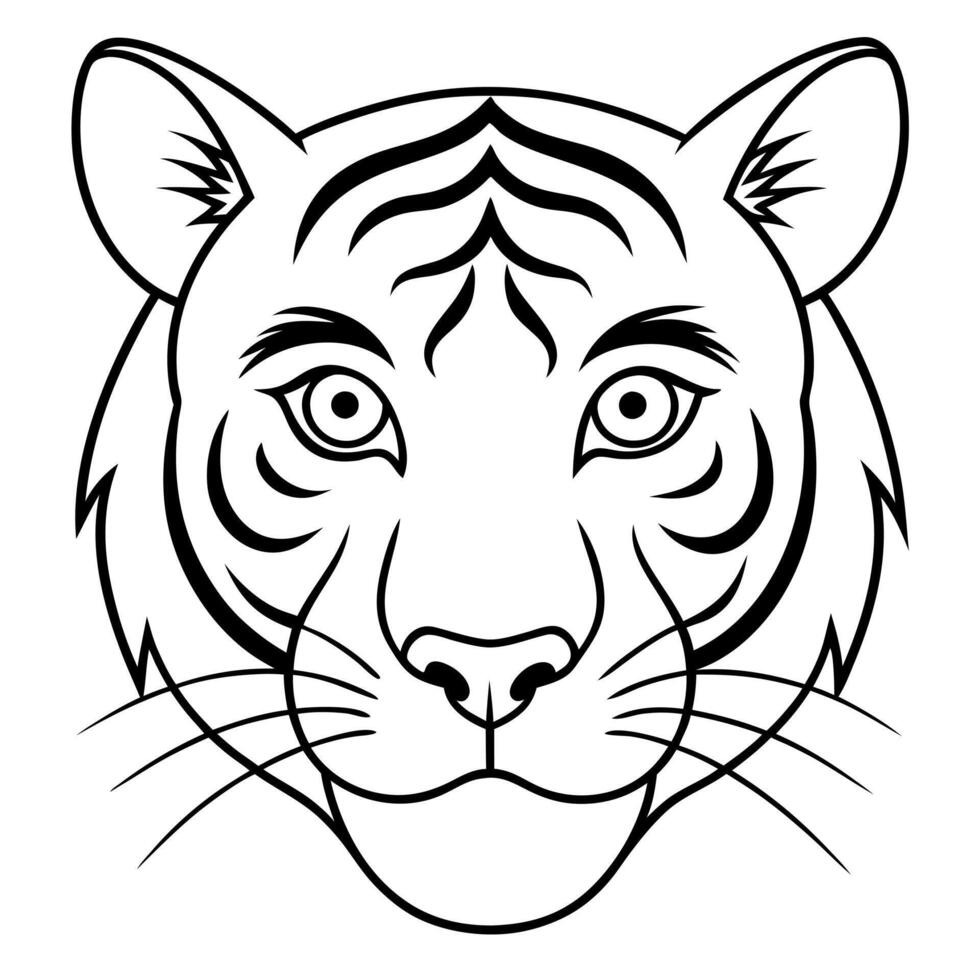 tiger face, illustration line art vector