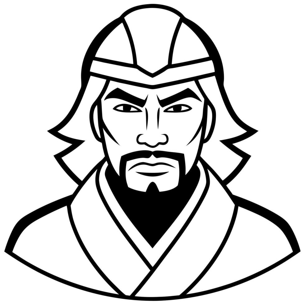 samurai, illustration line art vector