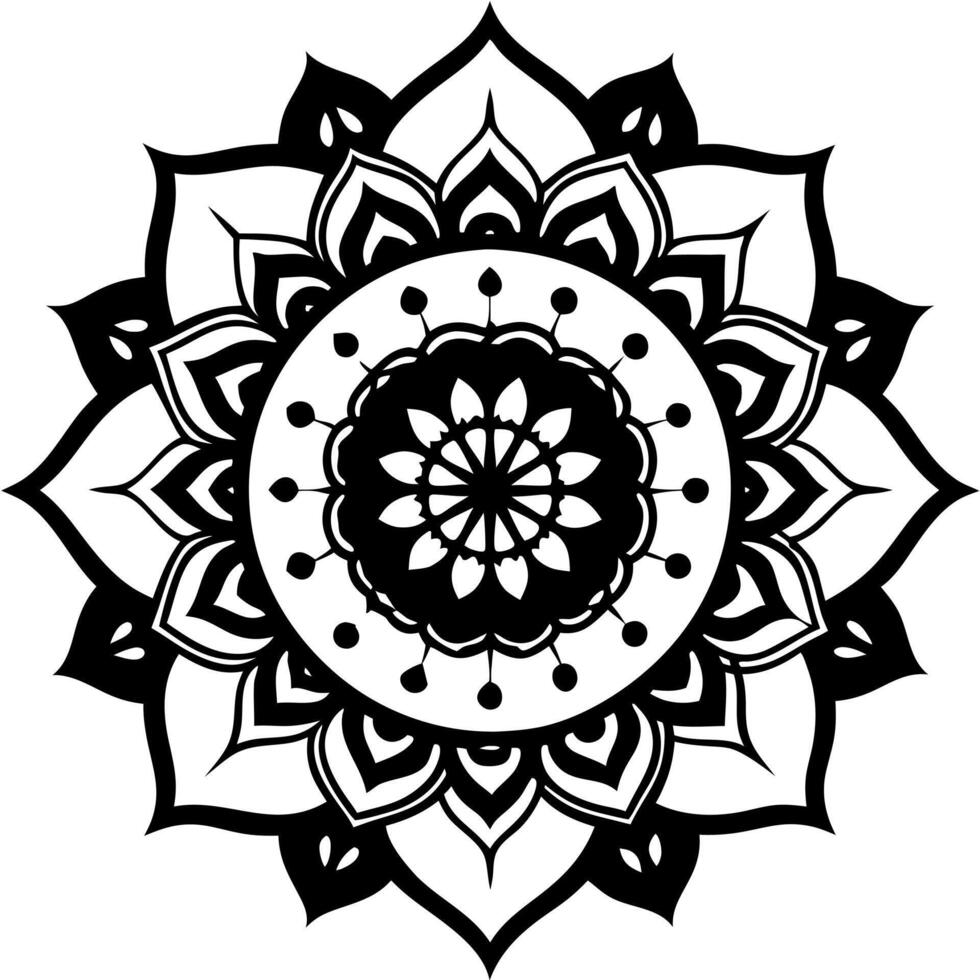 traditional hand drawn indian mandala, illustration line art vector