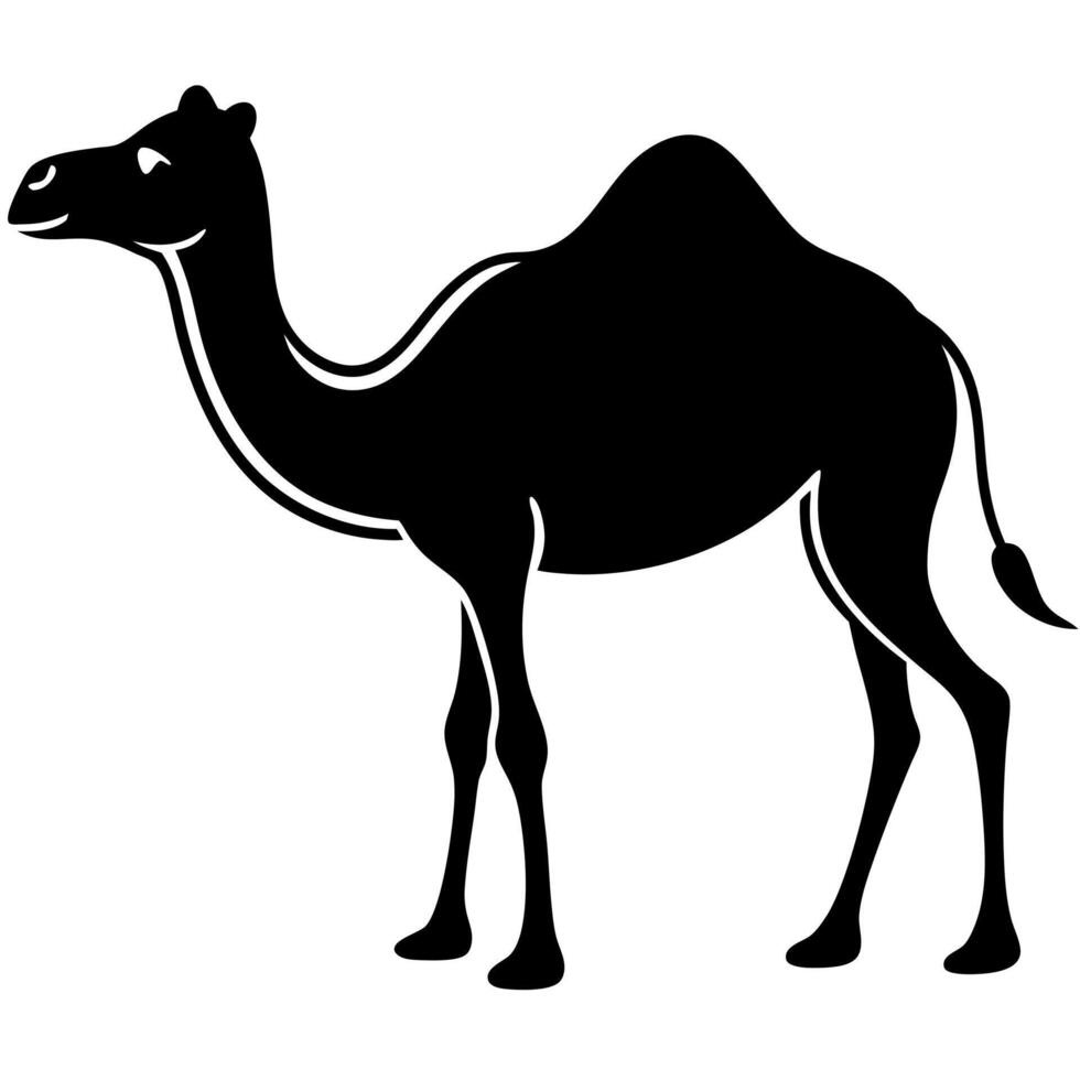 a camel silhouette style with white background, illustration line art vector