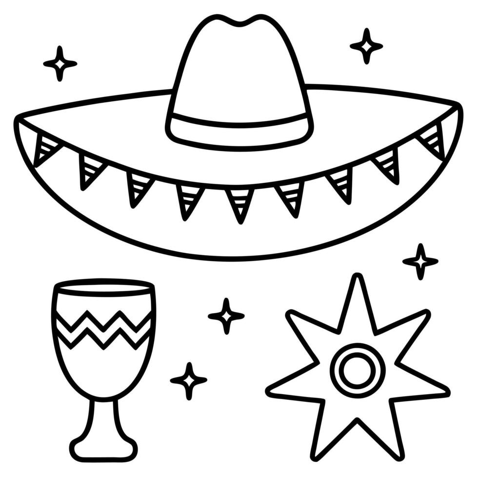 cinco de mayo, illustration line art vector