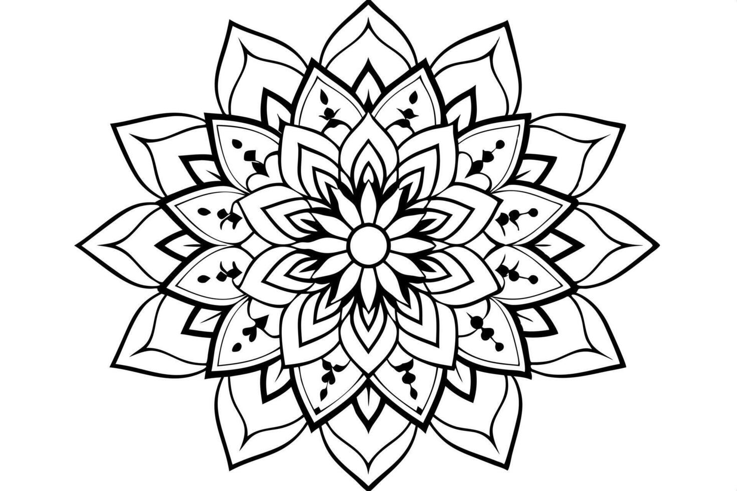 generate a mandala design with intricate patterns and symmetrical geometric shapes the design vector
