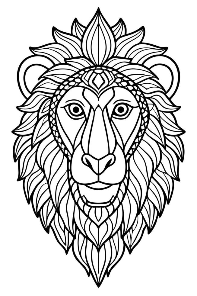 baboon head, mandala coloring pages, cozy coloring pages, cute coloring pages, aesthetic, cozy vector