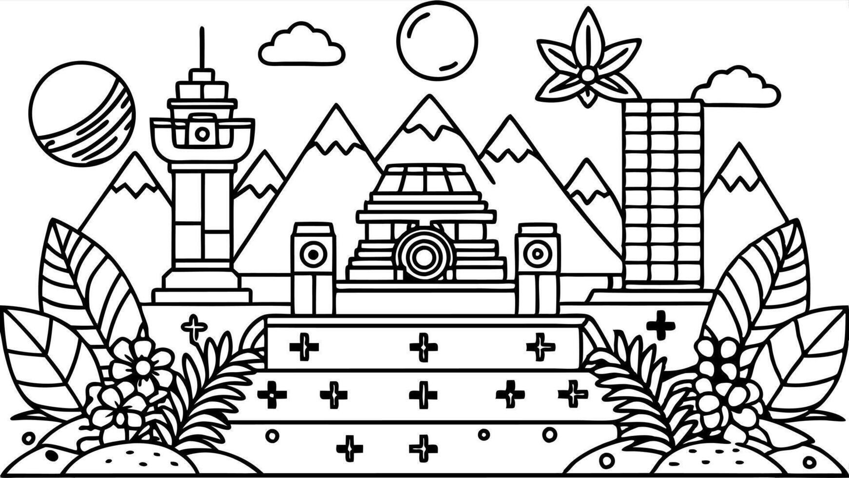 games background, illustration line art vector