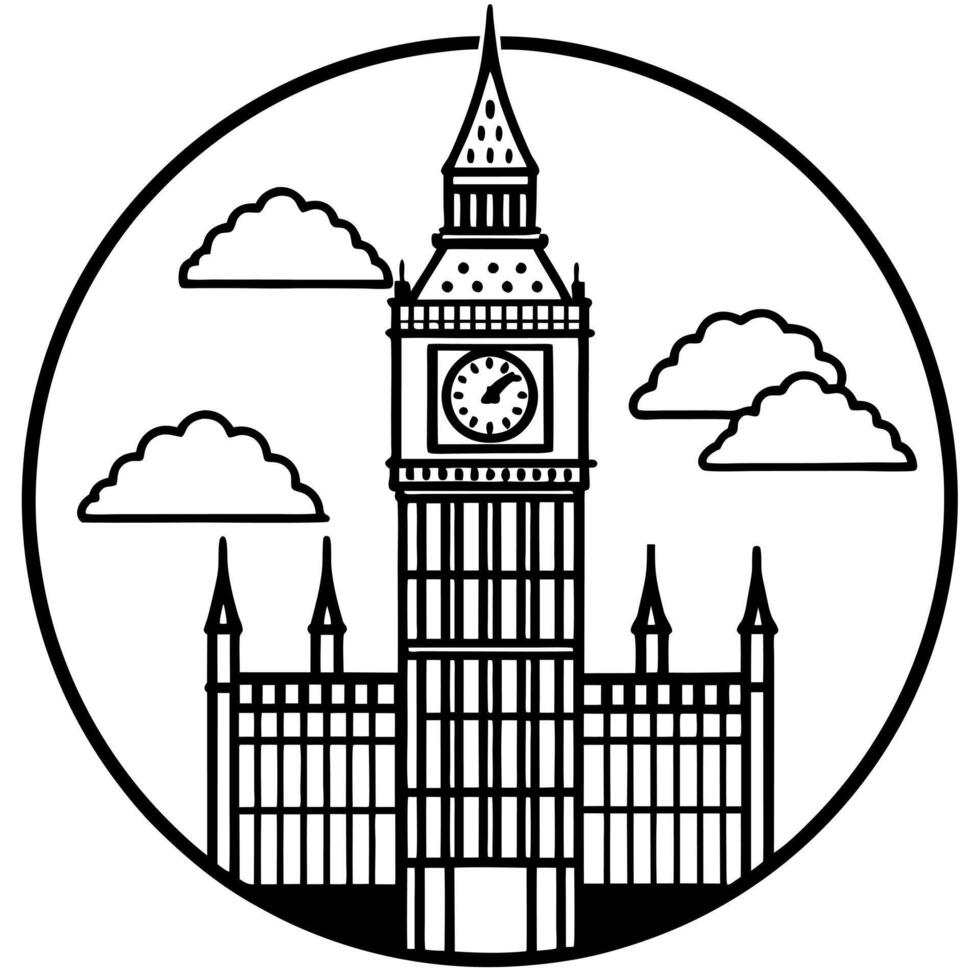 big ben, illustration line art vector