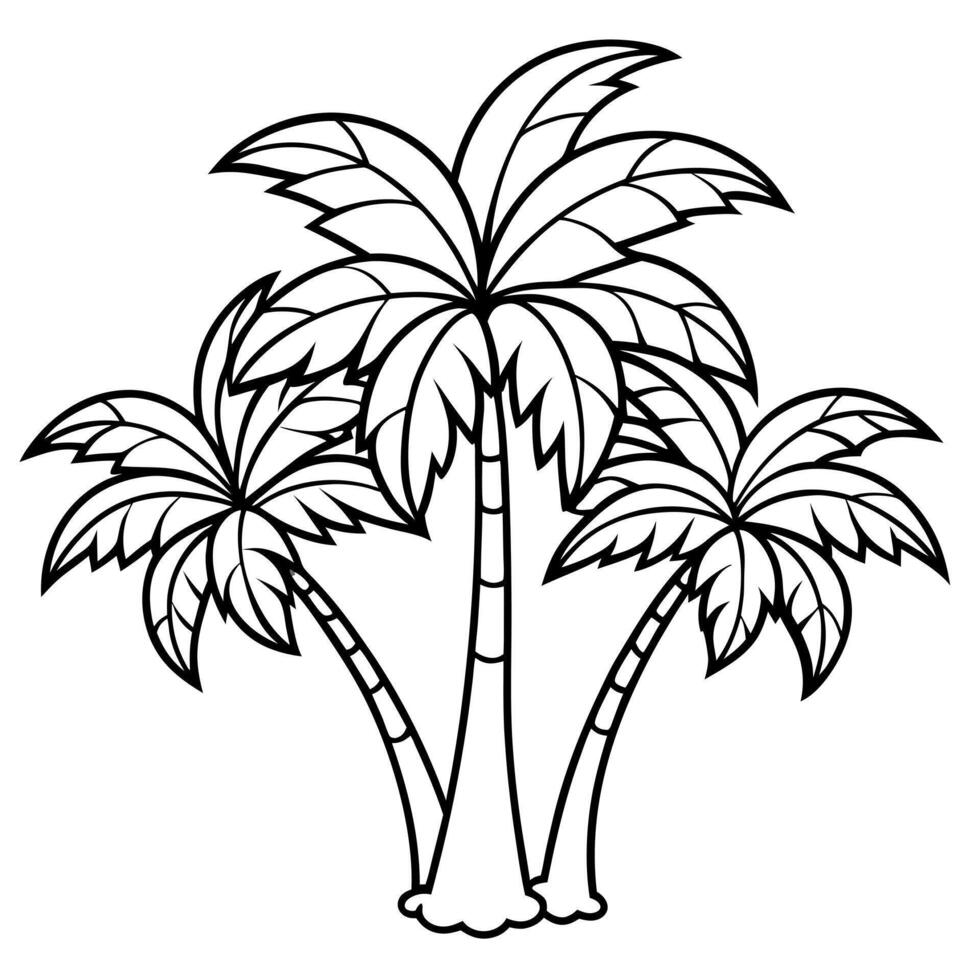 tropical trees , illustration line art vector