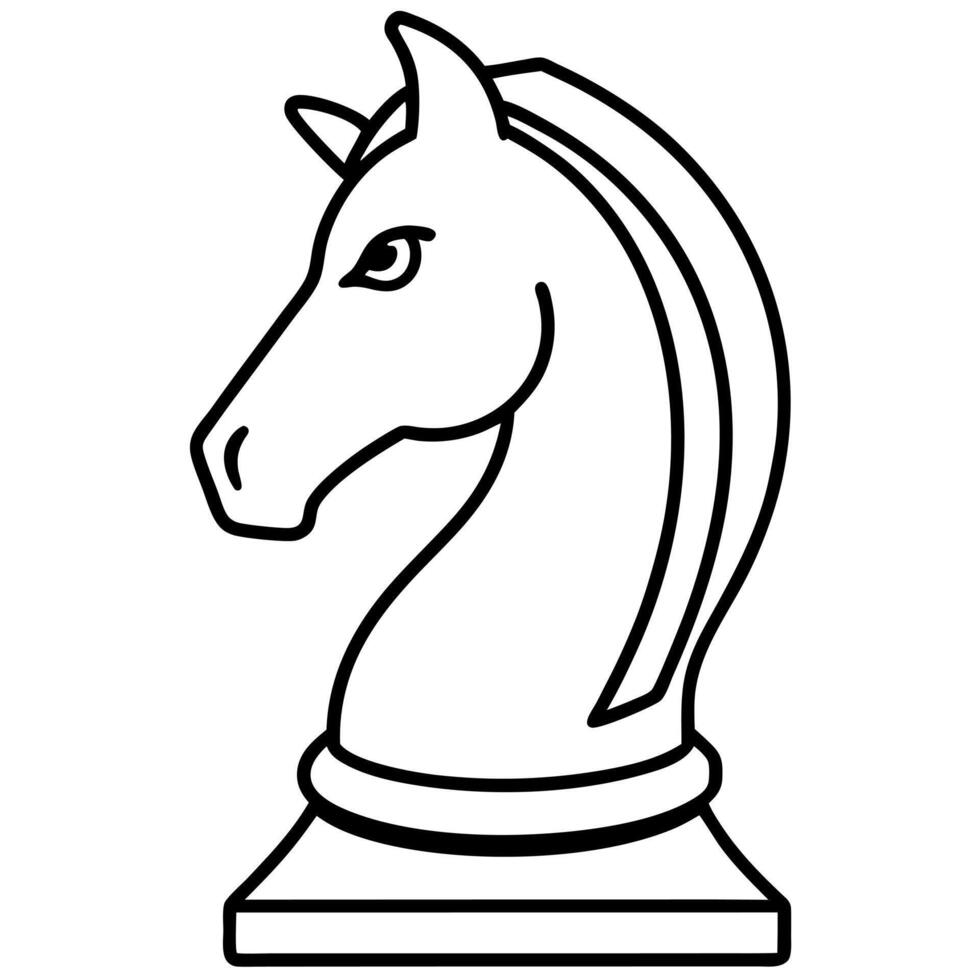 chess knight, illustration line art vector