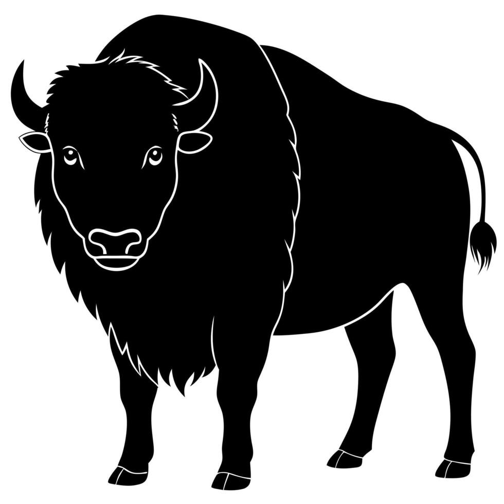 bison, illustration line art vector