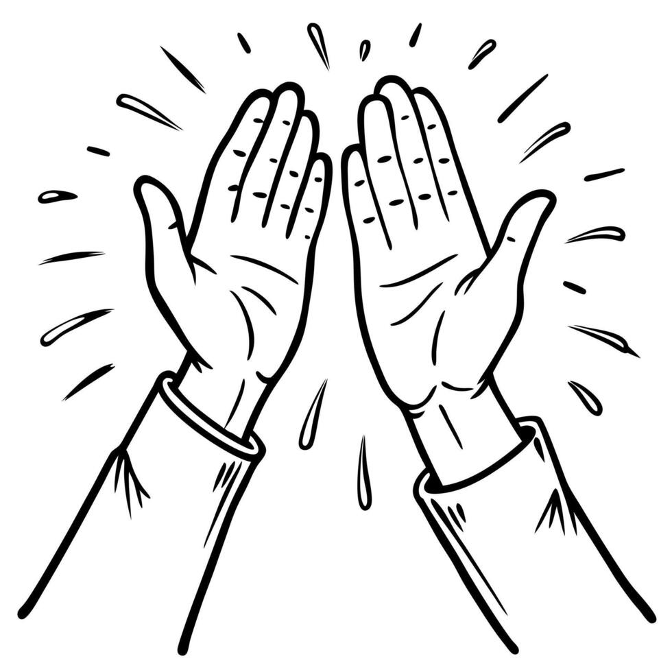 high five hands, illustration line art vector