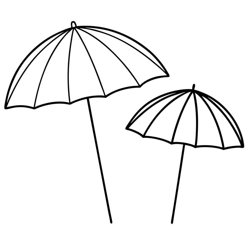 beach umbrellas, illustration line art vector