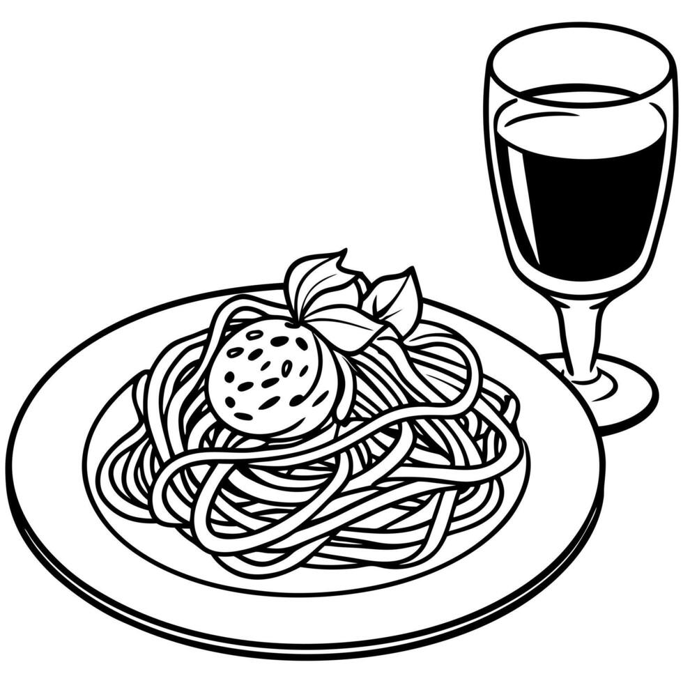 a plate of classic italian spaghetti carbonara topped with creamy sauce and crispy bacon, paired vector