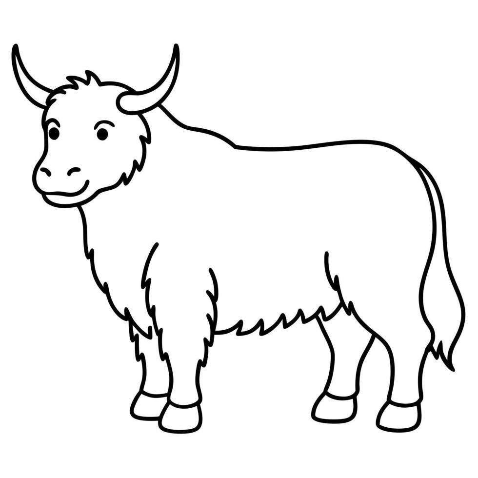 yak coloring book, illustration line art vector