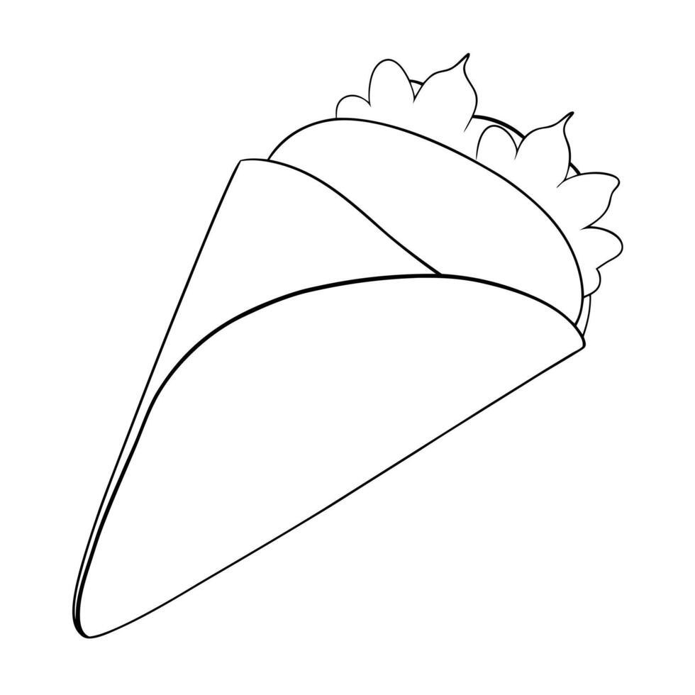 veggie burrito, illustration line art vector