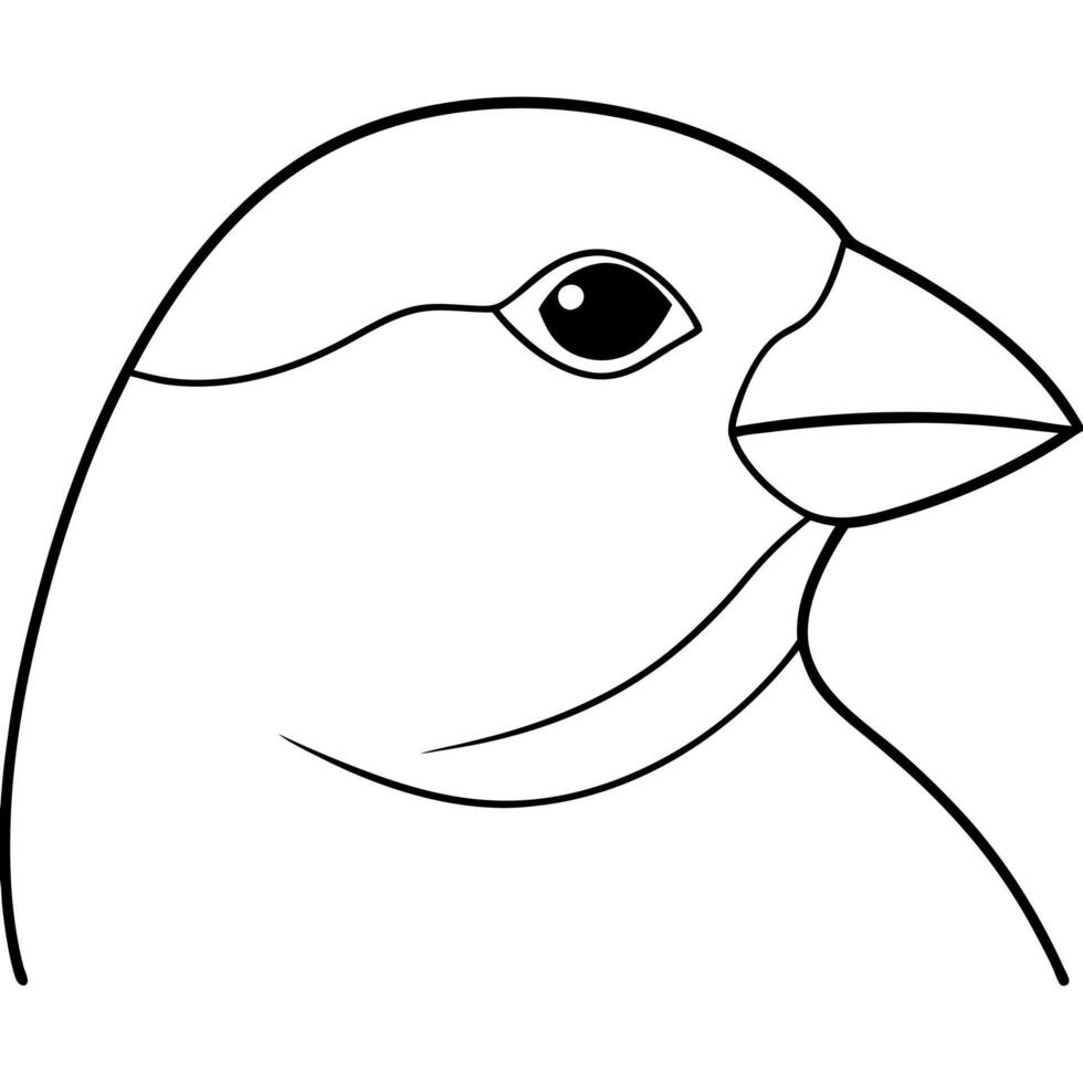 american goldfinch head icon on white background, illustration line art vector