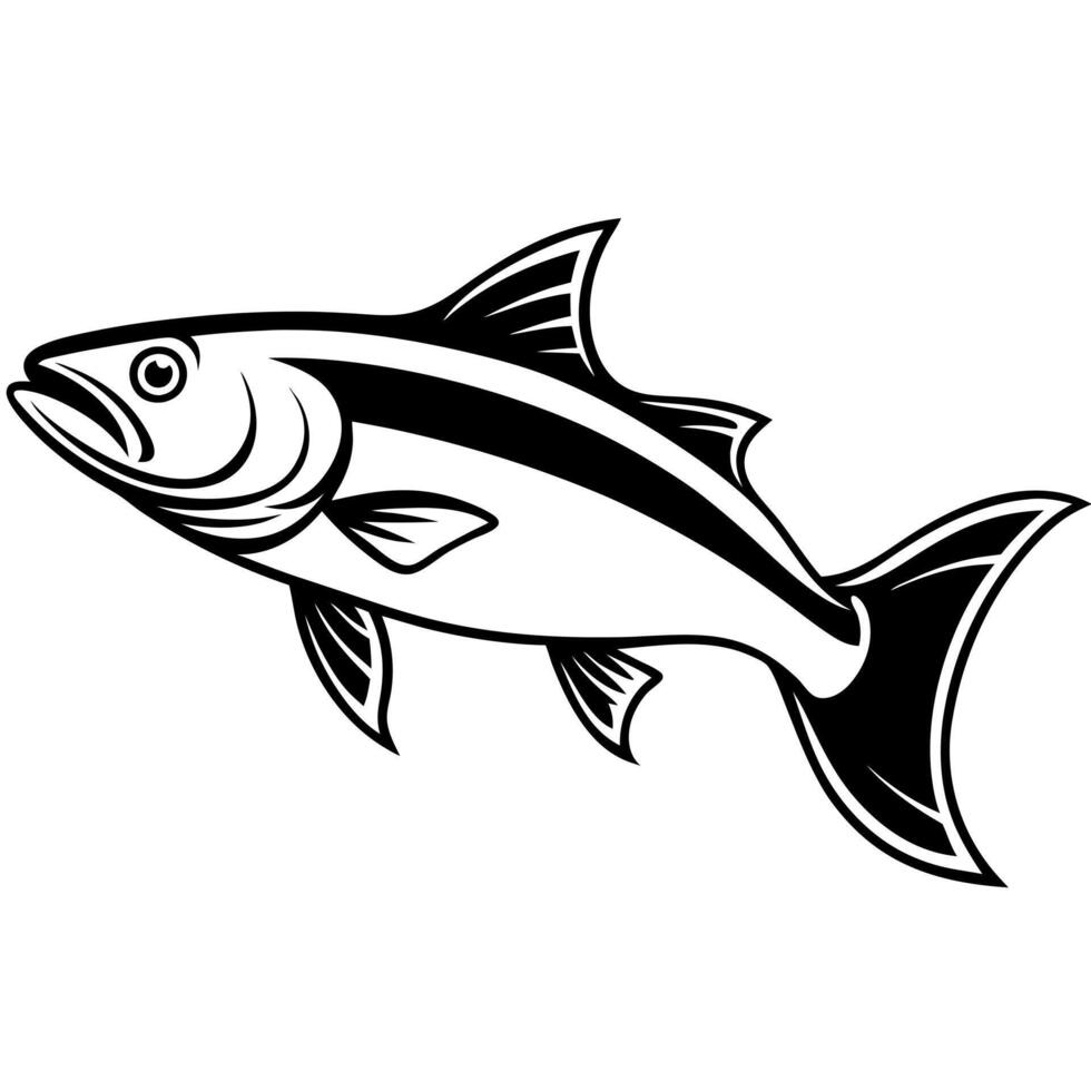 logo of salmon fish, silhouette, white background, illustration line art vector