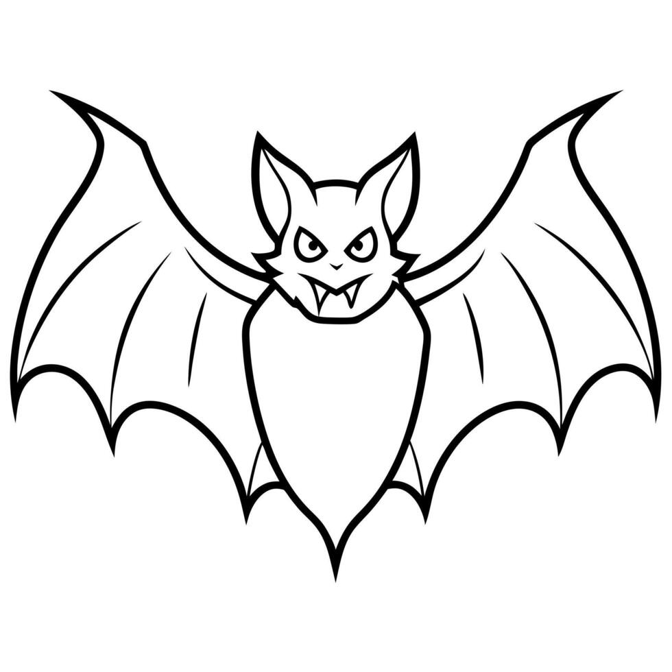 evil looking bat, illustration line art vector
