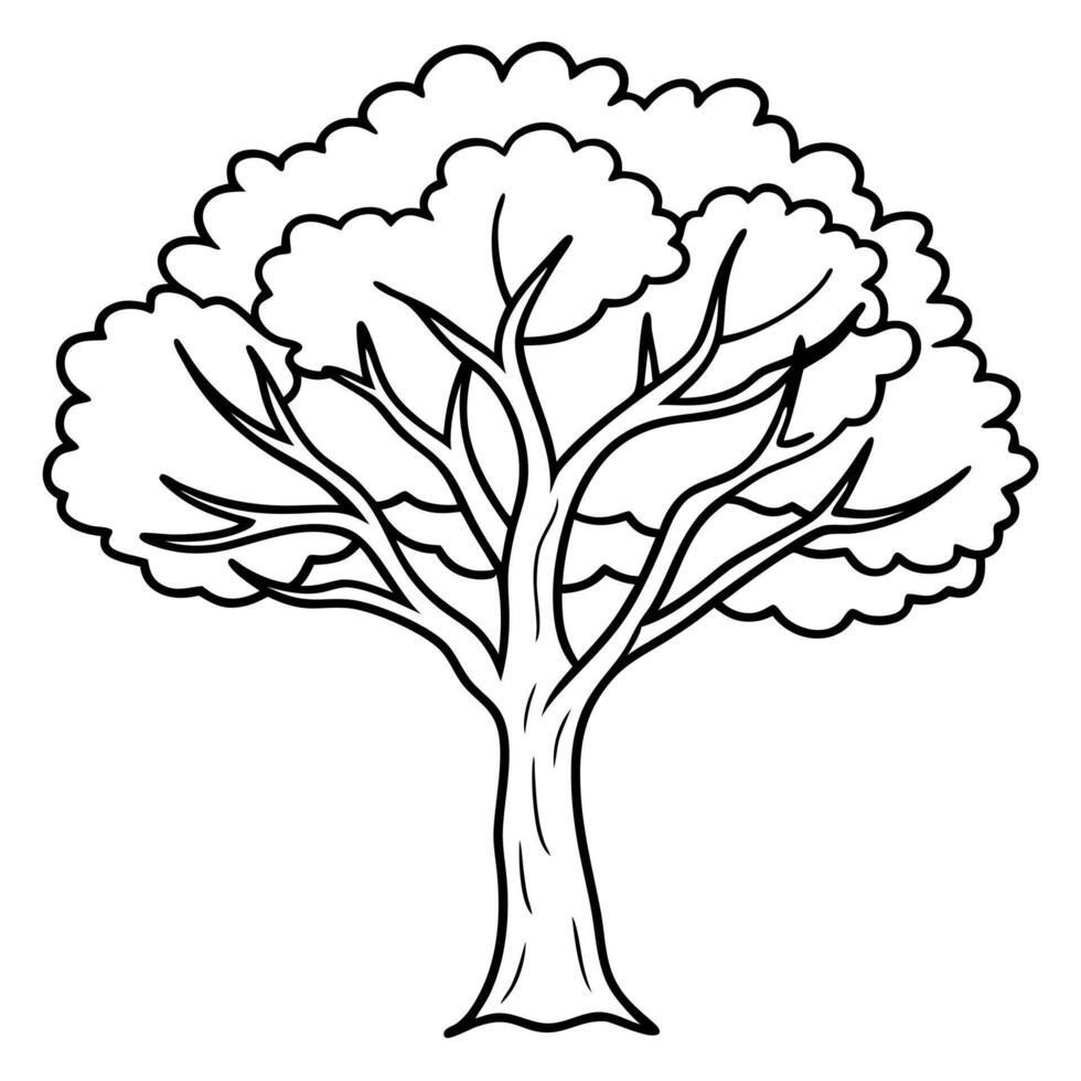 hand drawn tree watercolor illustration on white background, illustration line art vector