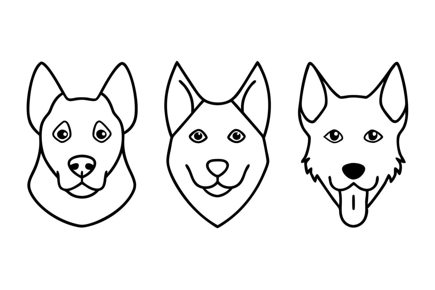 4 difference icon of a dog head line art on white background, illustration line art vector