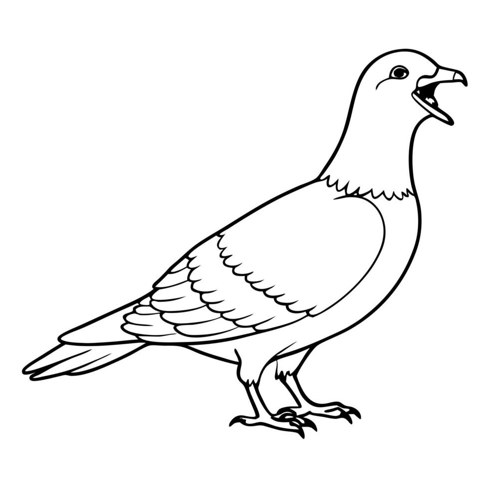 a dove bird roar full length line art, illustration line art vector