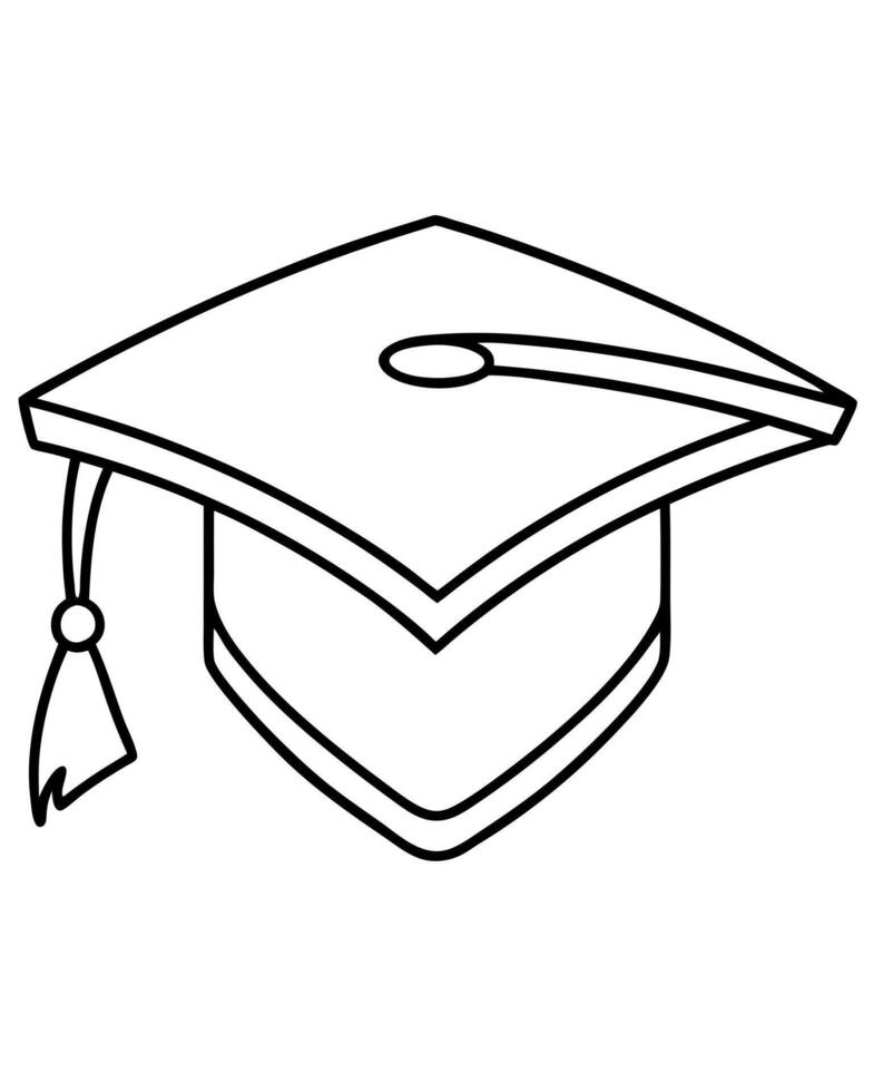 graduation hat, illustration line art vector
