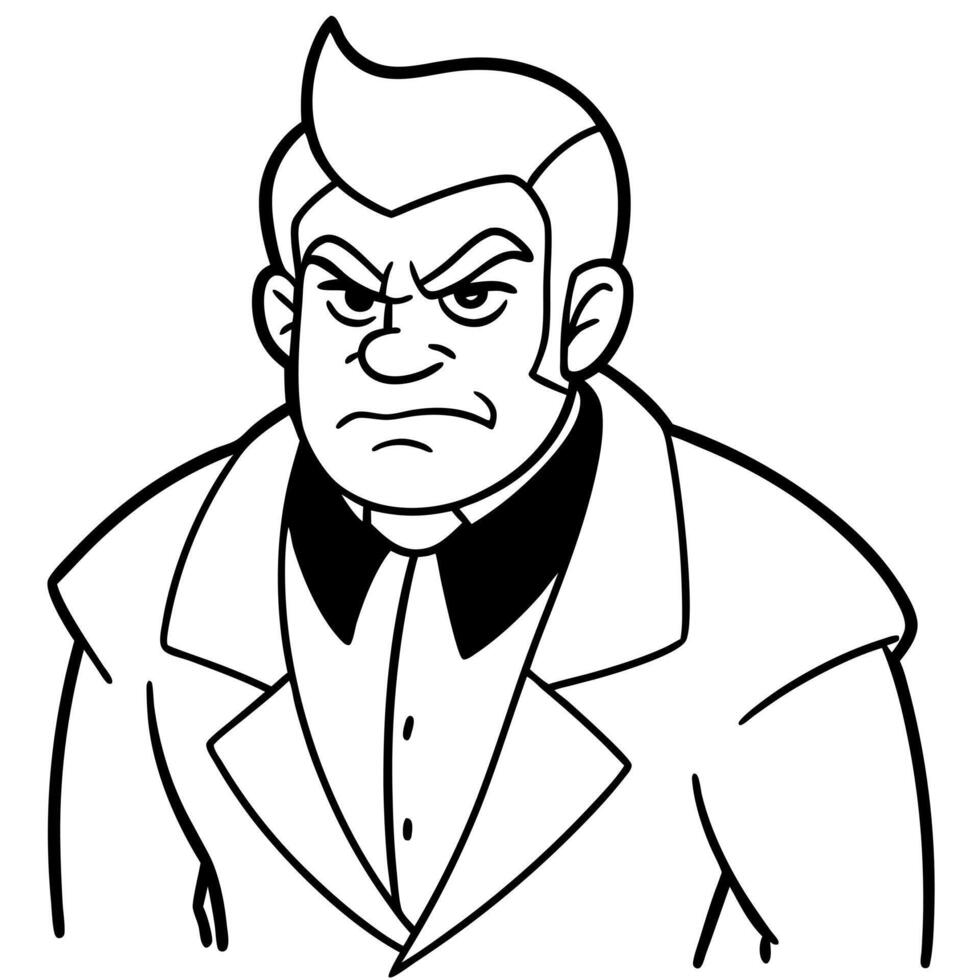 hand drawn retro boss angry illustration, illustration line art vector