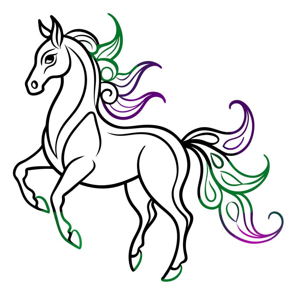 design a stylized horse illustration composed of intricate, flowing lines and organic shapes the vector
