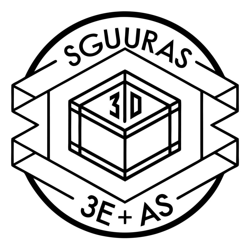 logo para una empresa dedicada a la impresion 3d el nombre es seguras 3d, illustration line vector