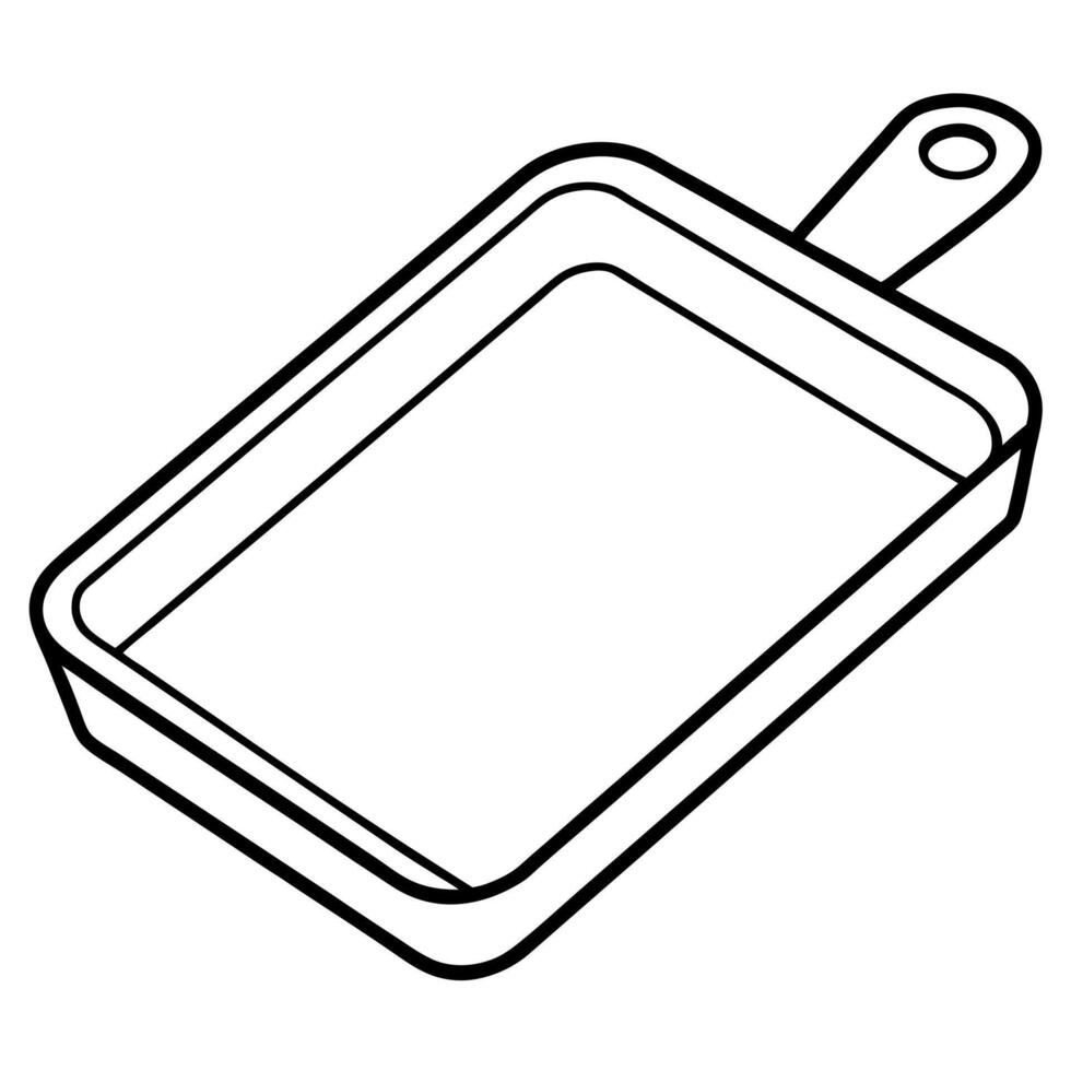 a cute baking sheet pan wihout handle, illustration line art vector