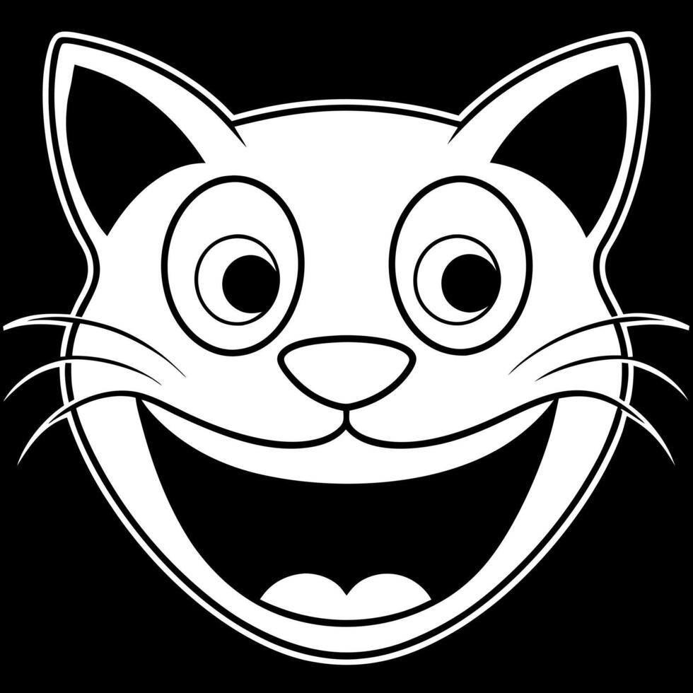 a super ugly yet funny-looking cat head only, with simple and bold white lines that are extremely vector