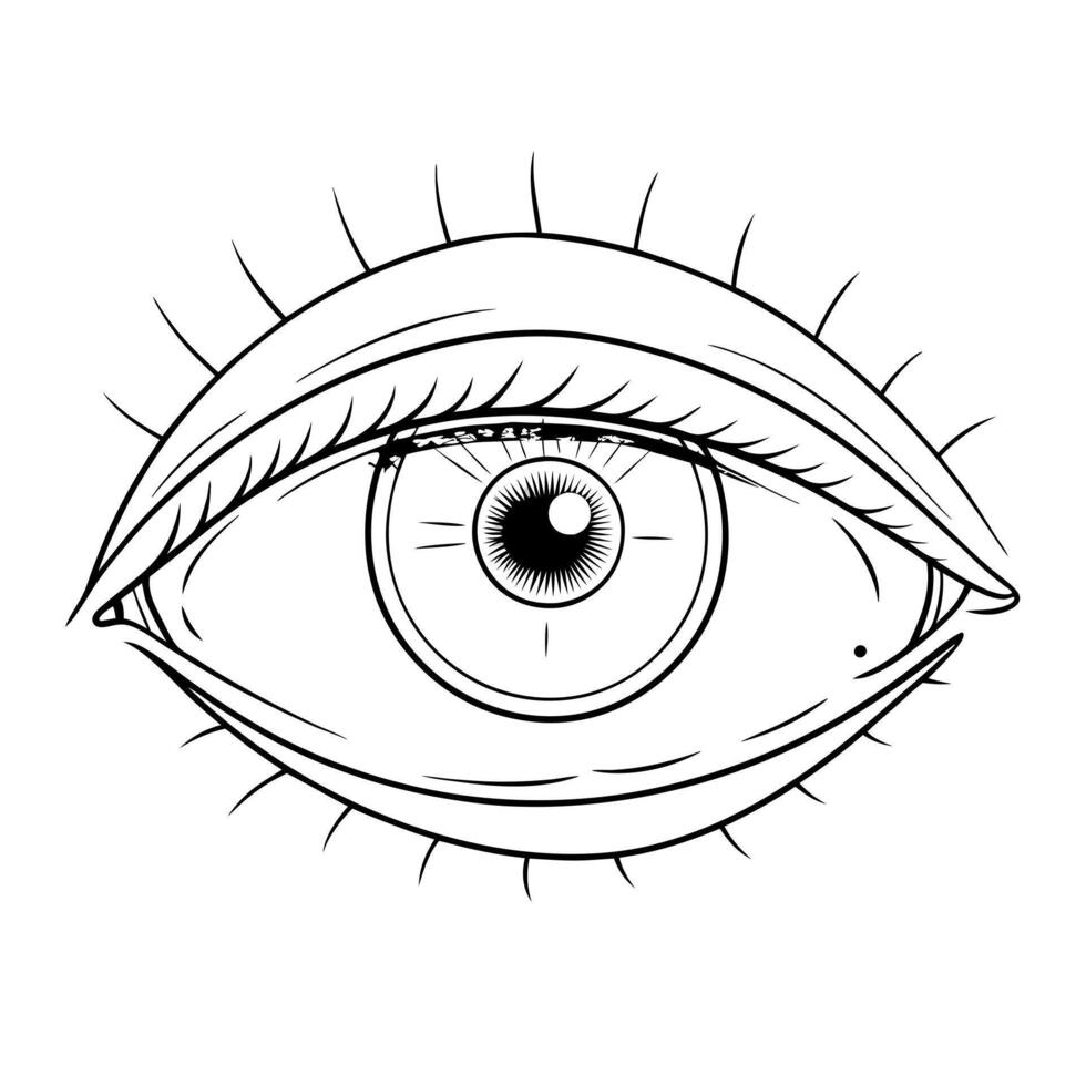 open eye, illustration line art vector